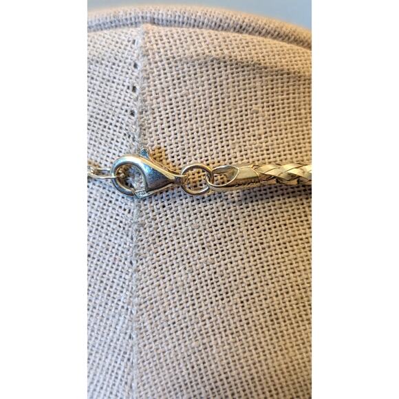 925 Sterling Paw Print Pendant on Thin Woven 925 Silver Italy 16-18" Collar - Picture 6 of 8